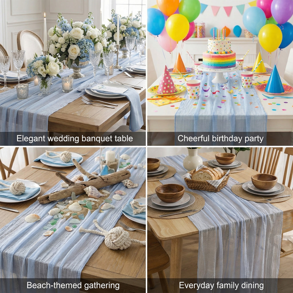 Coureur de table à bulles 80x300 Cm en gris-bleu - Décor de table moderne pour les fêtes et les événements - P