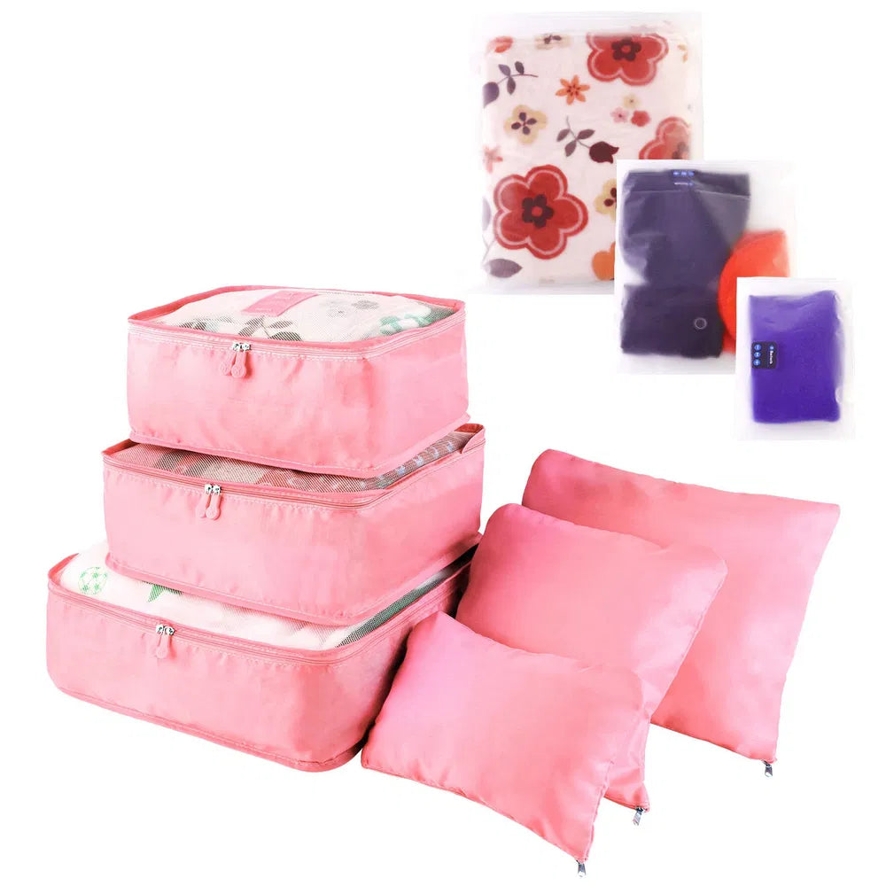 9Pcs Set Sacs de rangement Sacs de voyage résistant à l'eau Organisateur de bagages Vêtements Emballage Cu