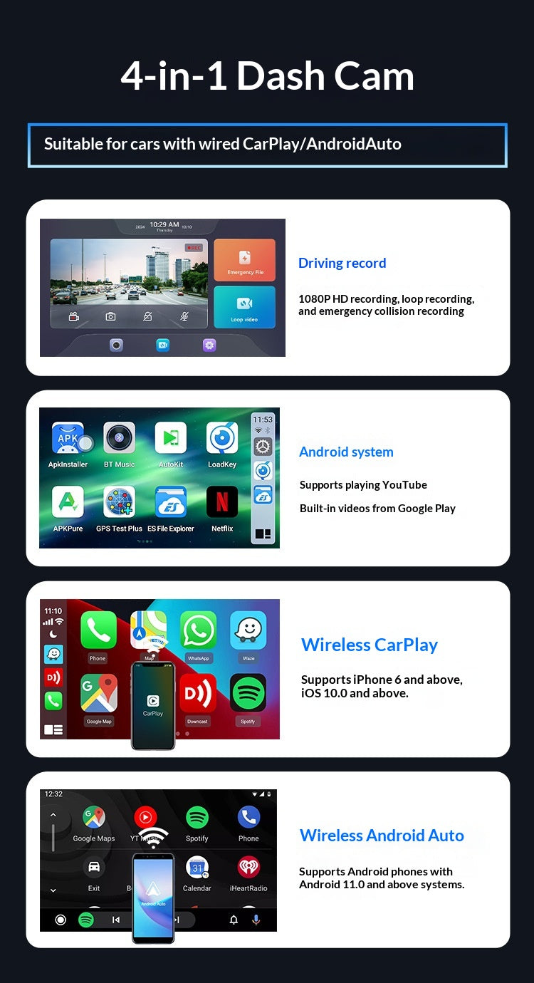 Carlinkit CarPlay vers Android Auto sans fil Adaptateur de voiture