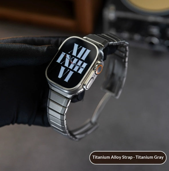 Bracelet en métal à libération rapide pour montres avec un boîtier de couleur titane