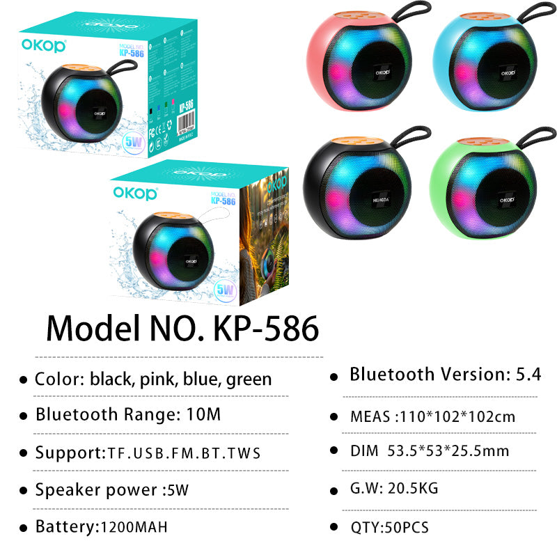 KP-586 Haut-parleur Bluetooth sans fil le plus vendu avec poignée portable et RGB Lighting Compa