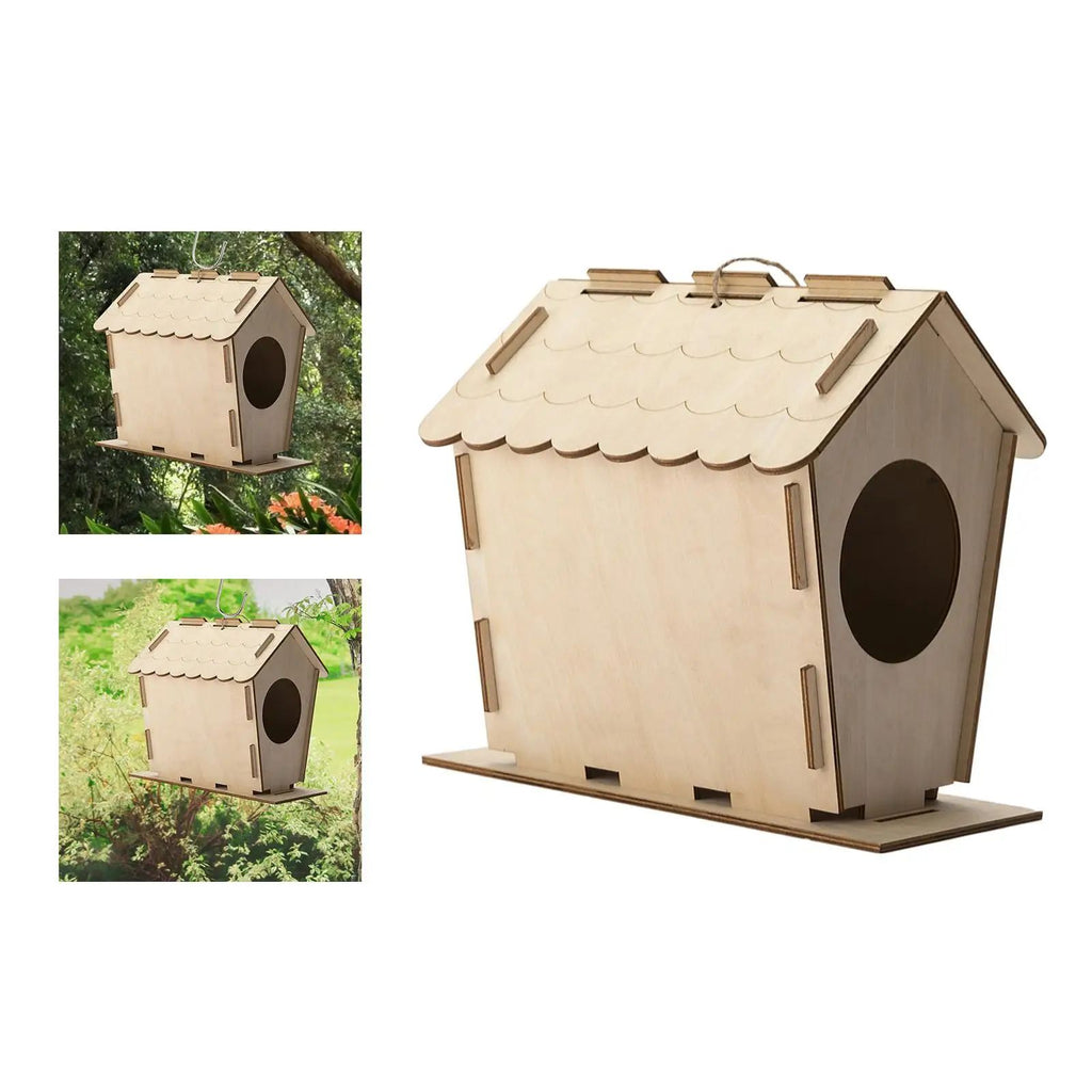 Bricolage Maison d'oiseaux Barrage-cadeau Outdoor Non fini Oiseaux Nest Boite de nid en bois