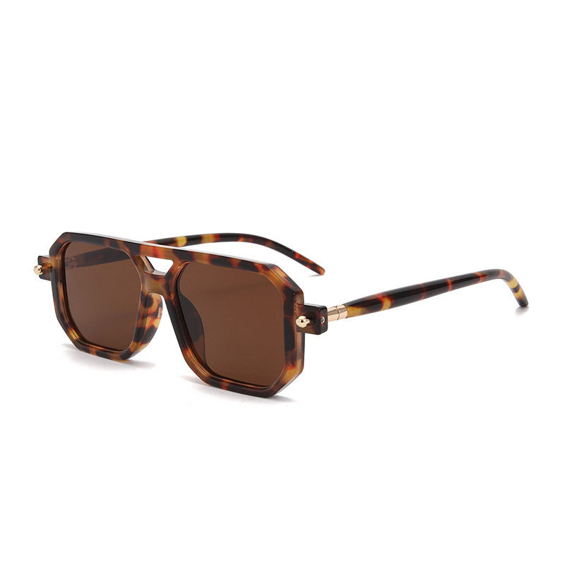 Lunettes de soleil à double pont Square-frame de style Street avec un Premium