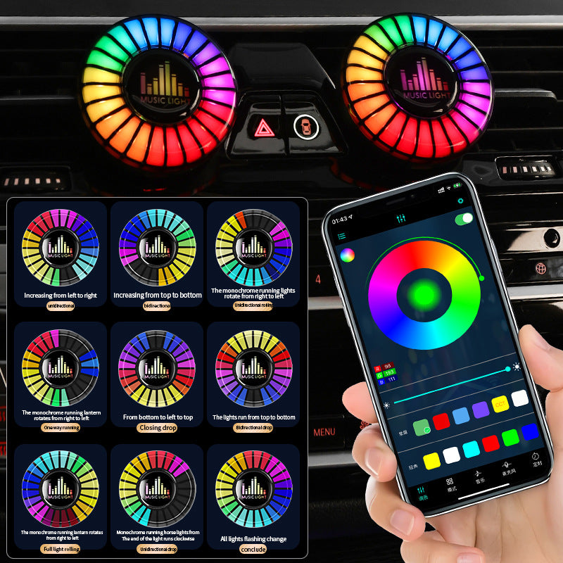 Automobile Aromatherapy Air Vent Acolight Light Pickup Voice Control Rhythm Lampe