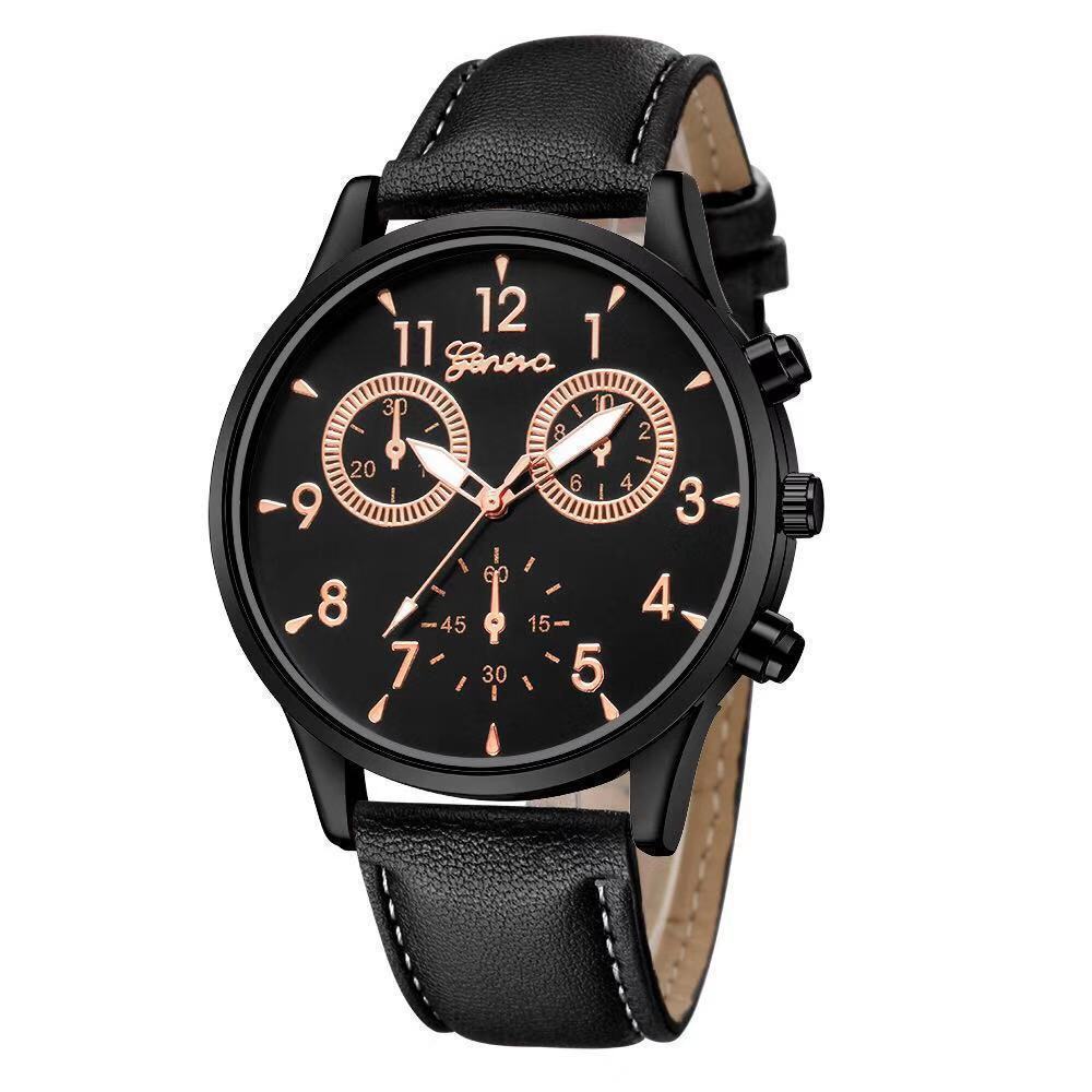 Fausse mode simple Ceinture en acier à trois yeux Montre Quartz