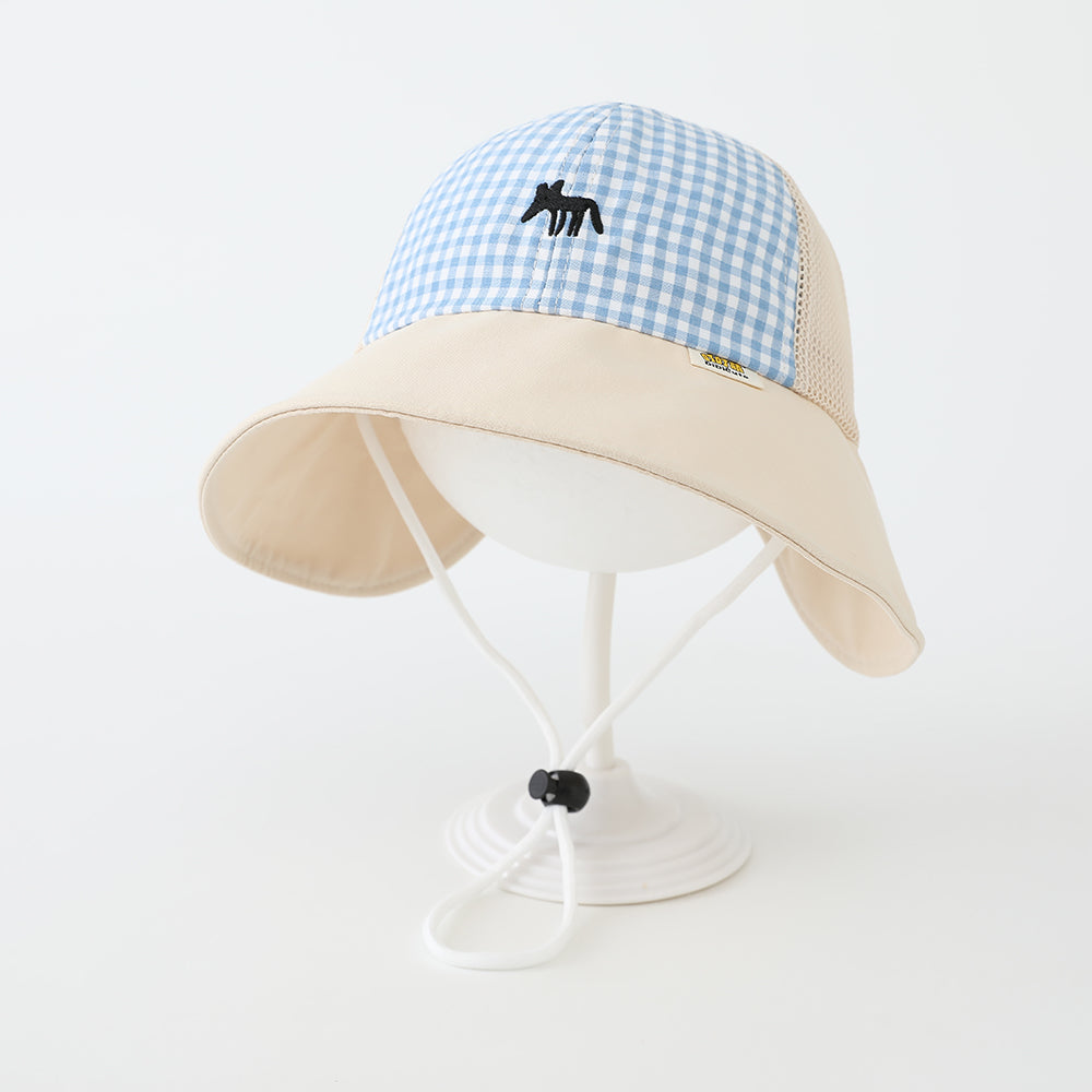Été Garçons et filles' Checkered Pointed-mouth Fox Brodé Chapeau de pêche avec tissu net