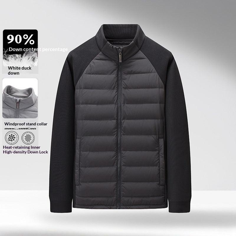 Hommes Stand-Up Collar Patchwork Légère et chaude veste duvet