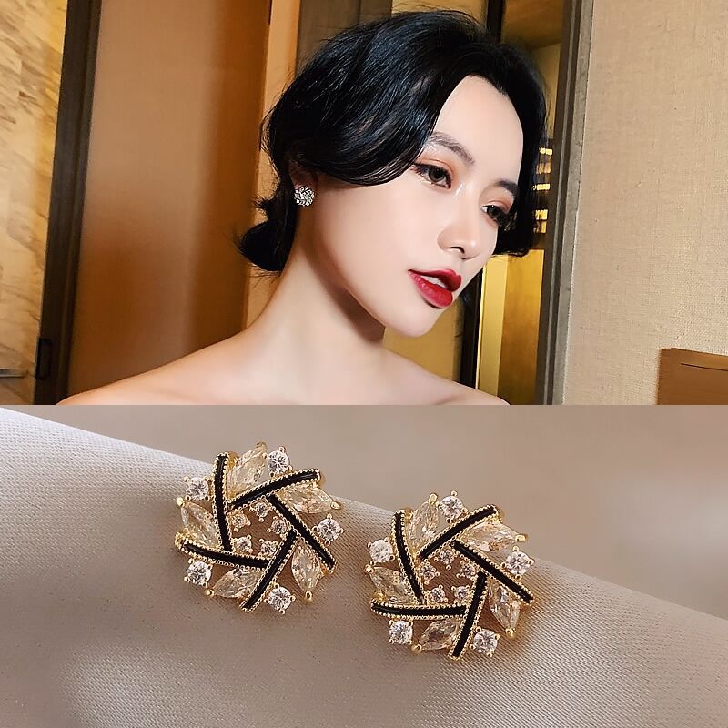 Boucles d'oreilles rouges nettes tempérament Boucles d'oreilles femelles 925 Argent Aiguille