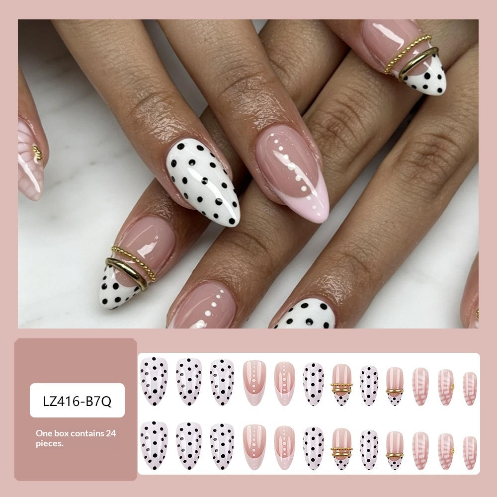 24 pièces de court amande en forme de presse sur ongles Conseils polonais avec style français artificielle Na
