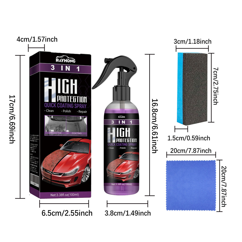 3 En 1 Spray de revêtement rapide de voiture haute protection