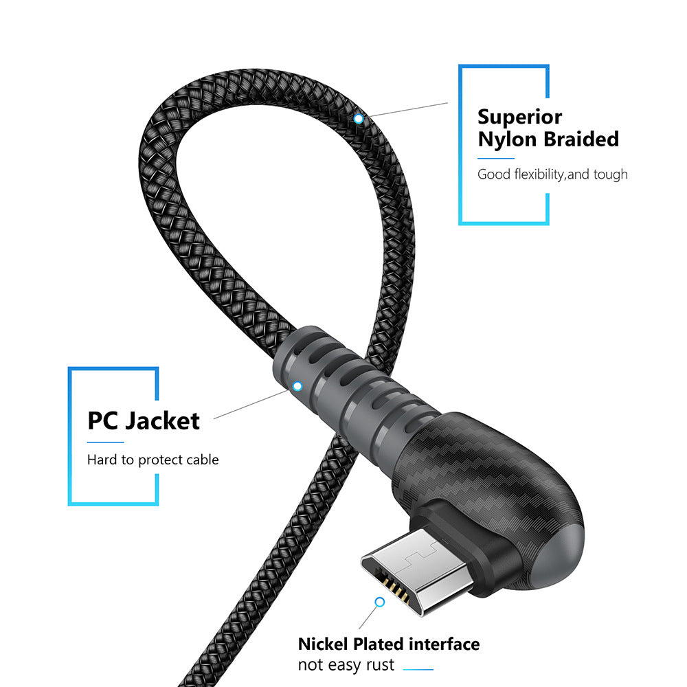 Double câble de données haute de gamme en fibre de carbone charge rapide