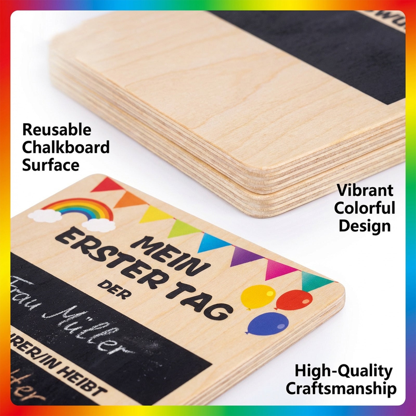 Wooden Milestone Board pour le premier jour d'école – Un écritable