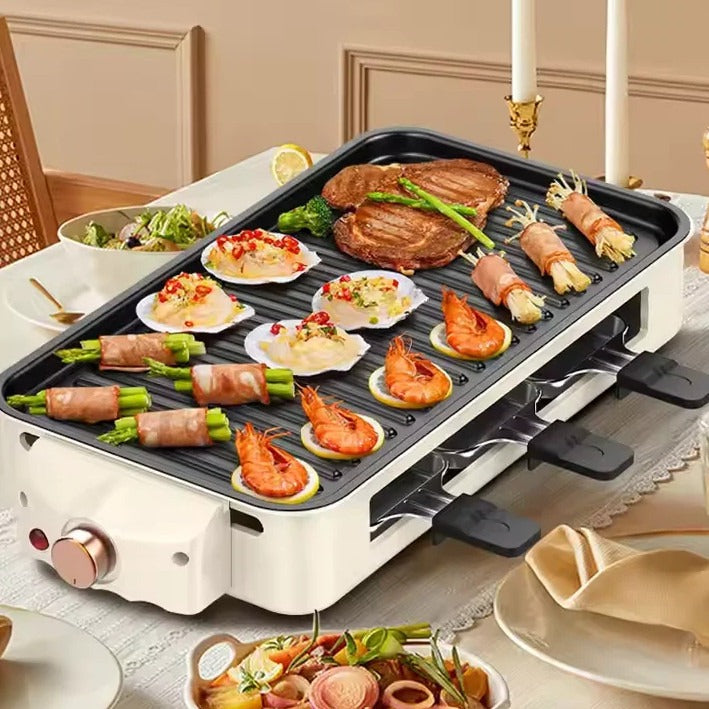 1500W Barbecue électrique Grill 2 En 1 BBQ intérieur plaque de grip sans fumée