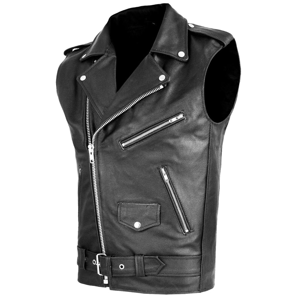 Veste de motard en cuir pour hommes PU