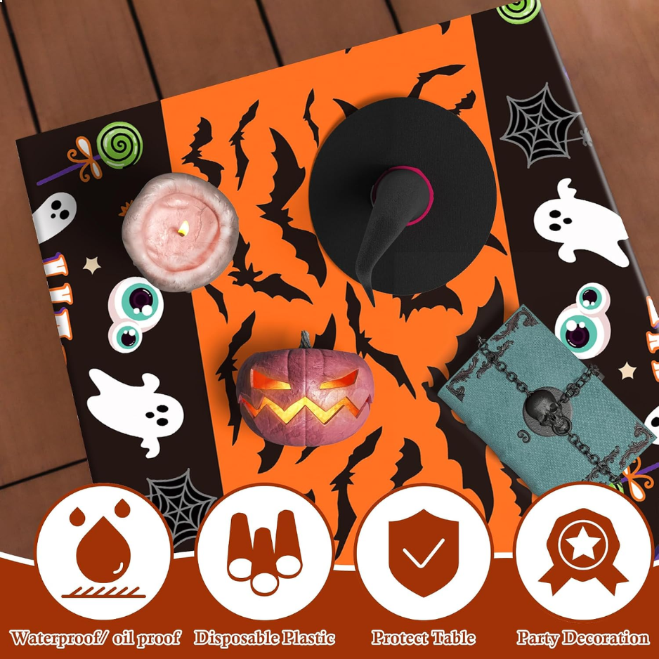 2 Pack nappe en plastique pour décorations de fête d'Halloween Skeletons Bats fantômes citrouille Ta