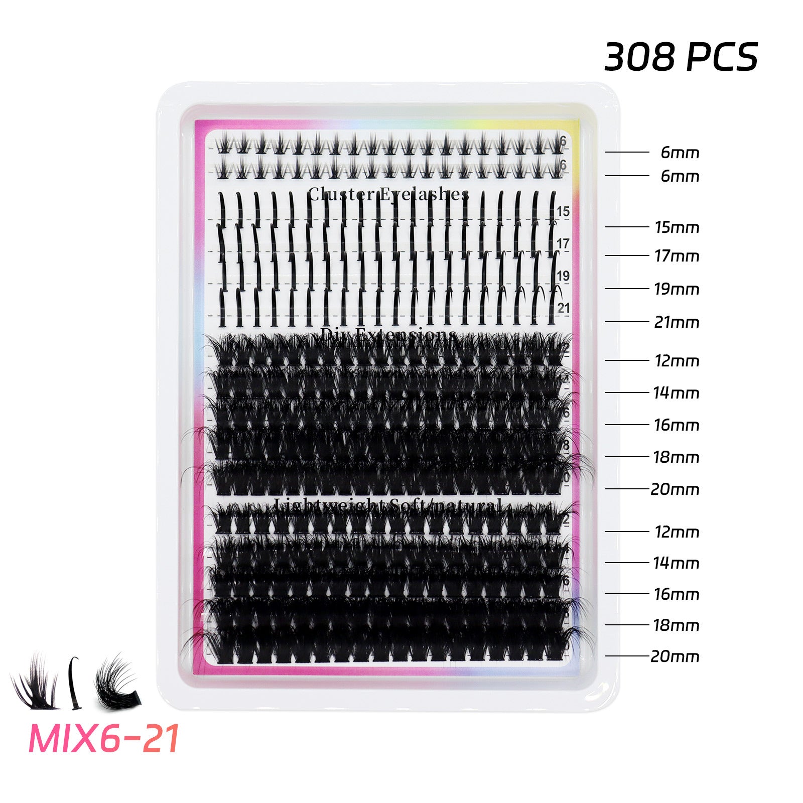 Faux cils segmentés de style féodal et mal emballés