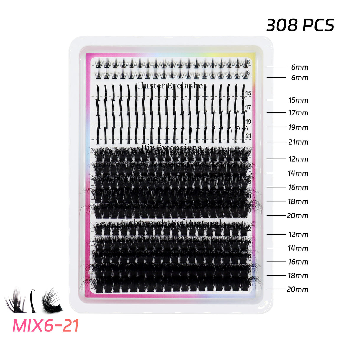 Faux cils segmentés de style féodal et mal emballés