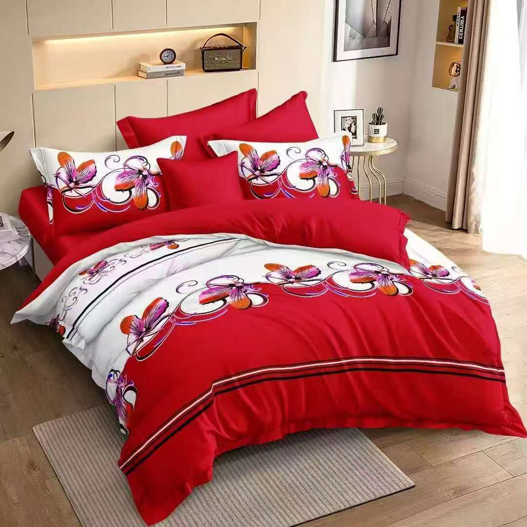 Couche de lit et rideau rouge et blanc 9 pièces pour le roi de Californie