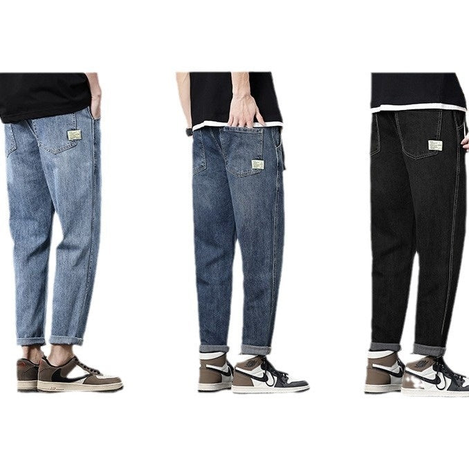 Jeans Denim minces Hommes perdre la jambe droite