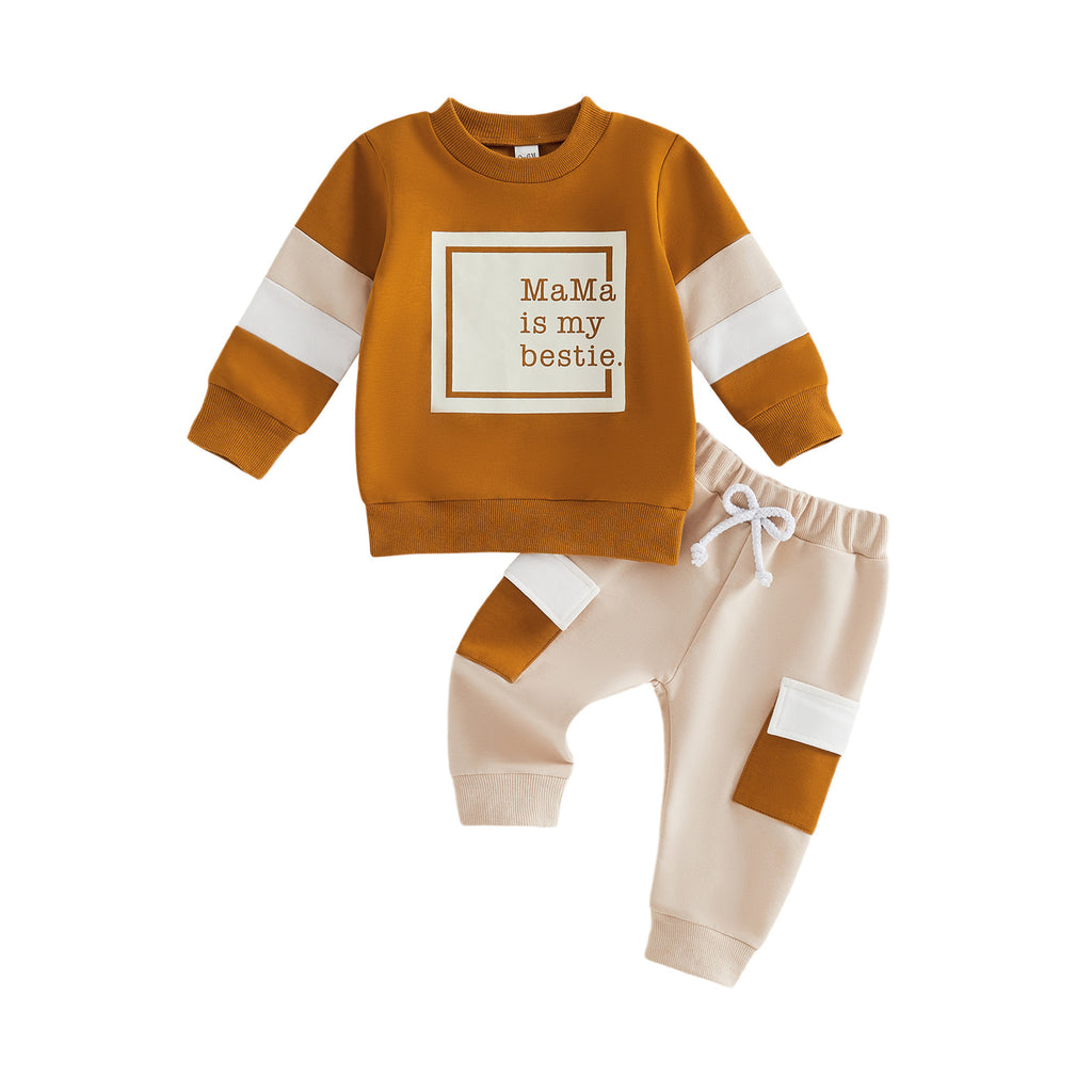 Letter-print pour enfants Top et Pantalons à manches longues