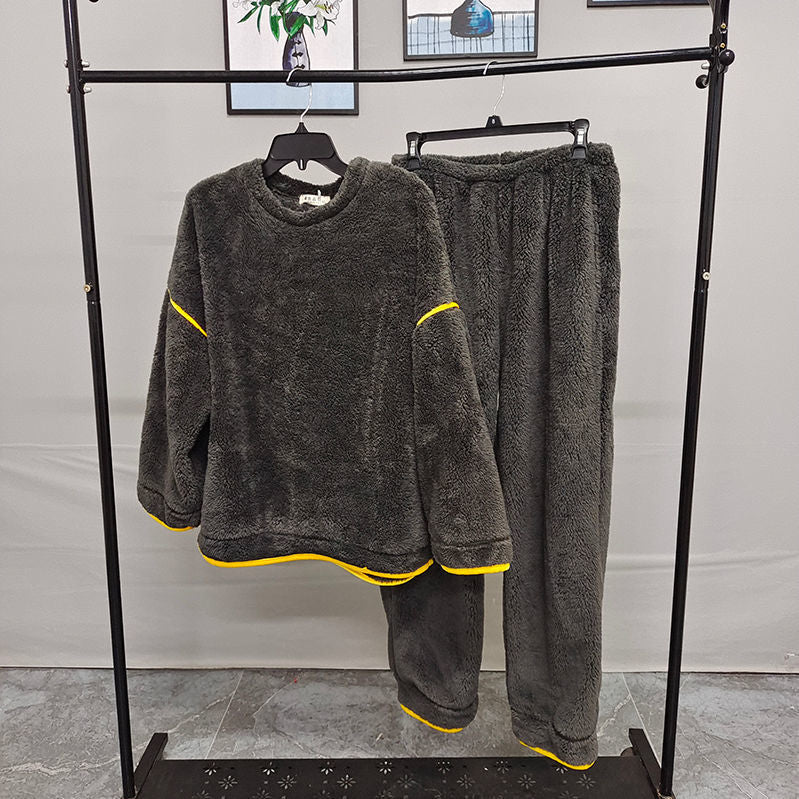 Automne et hiver Fleece doublée d'épaisse Fleece Corail Casual rond Col Loose Plus Taille Homewe