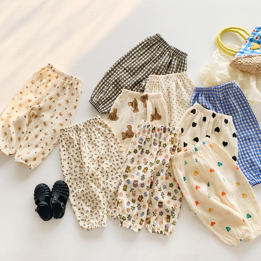 Style coréen bébé anti-moustique pantalons minces pantalons en coton