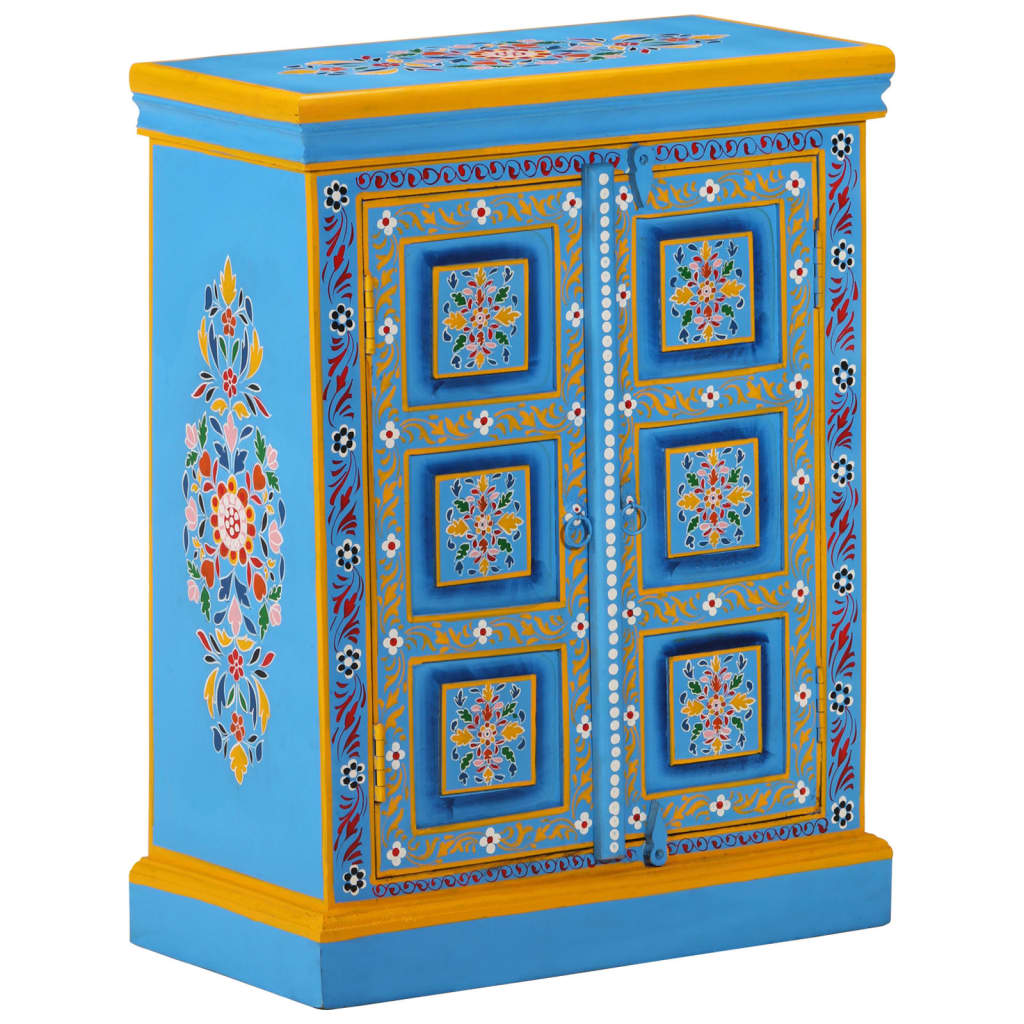 Buffet Mango massif en bois Turquoise peint à la main