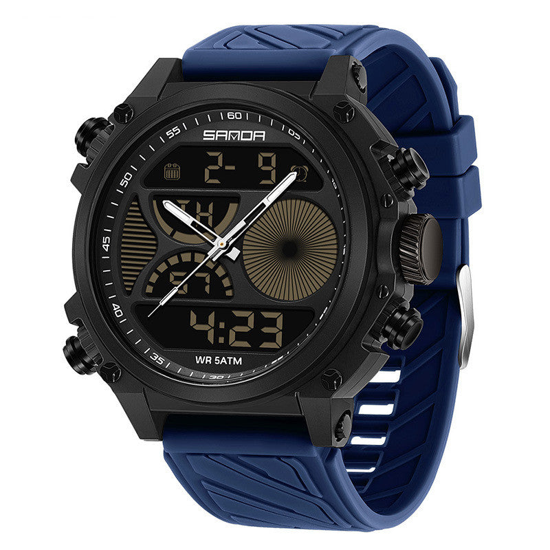Montre Outdoor Sports Waterproof pour hommes avec un grand cadran et double affichage