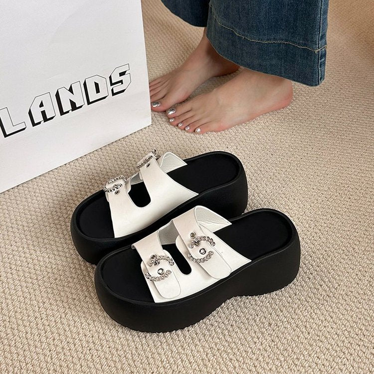 Sandales à glissière en Strass pour femmes