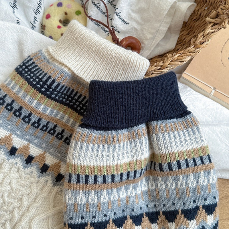 Chandails d'animaux de compagnie Cat Soft Fair Island Blue Sweater