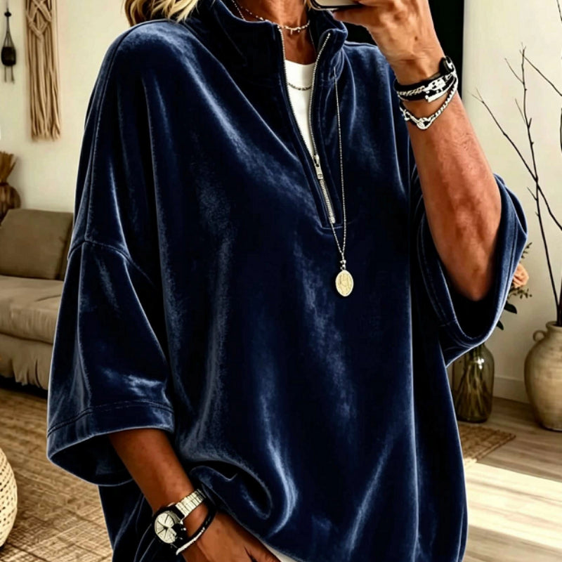 Solid velvet hoodie shirt