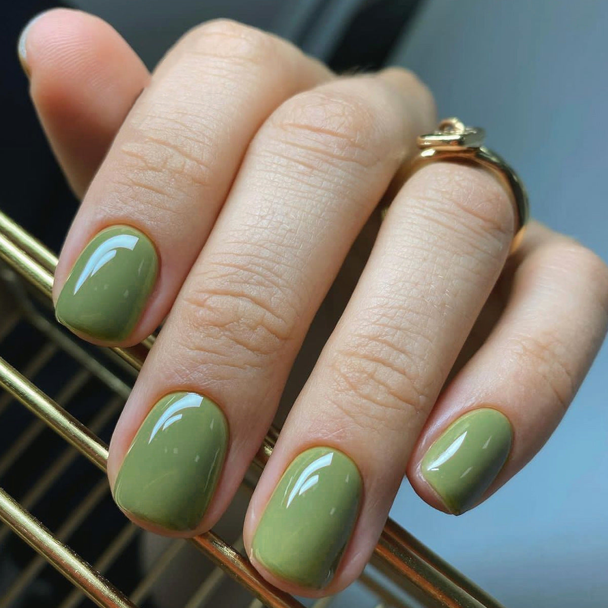 Stickers Nail Minimaliste à Carré Court pour Femmes Faux Nail