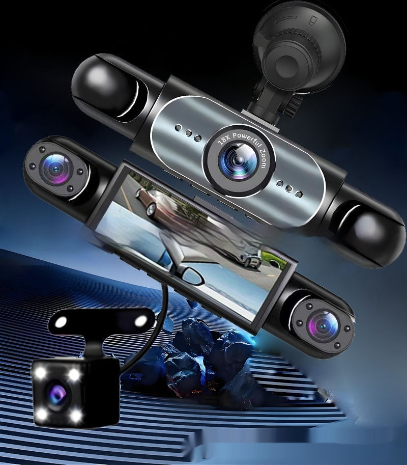 Surveillance de quatre lentilles Dash Cam HD avec caméra de vision arrière