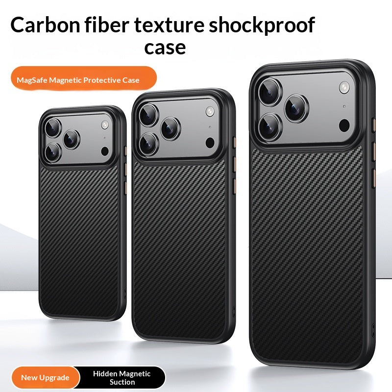 Boîtier de téléphone en fibre de carbone avec une pièce magnétique de type peau