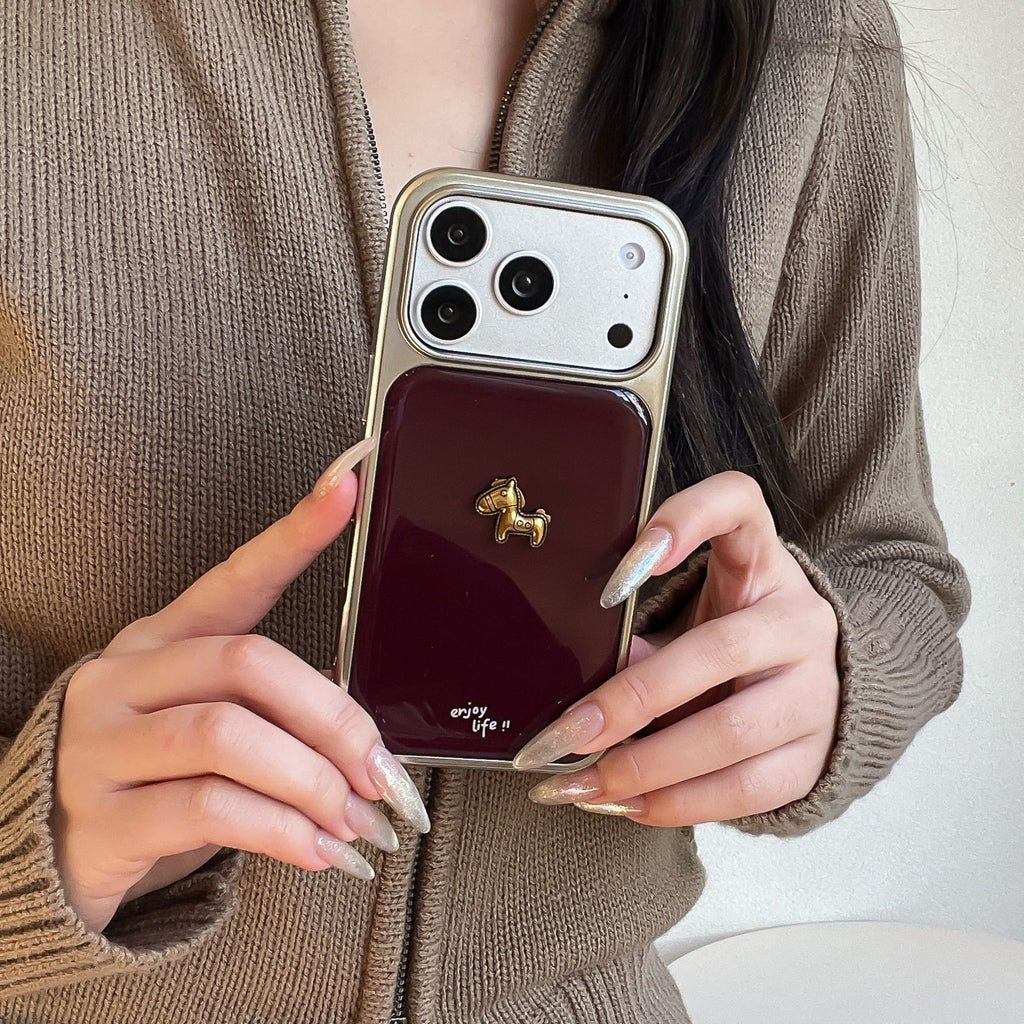 Ins Minimalist Étui téléphonique anglais rouge vin
