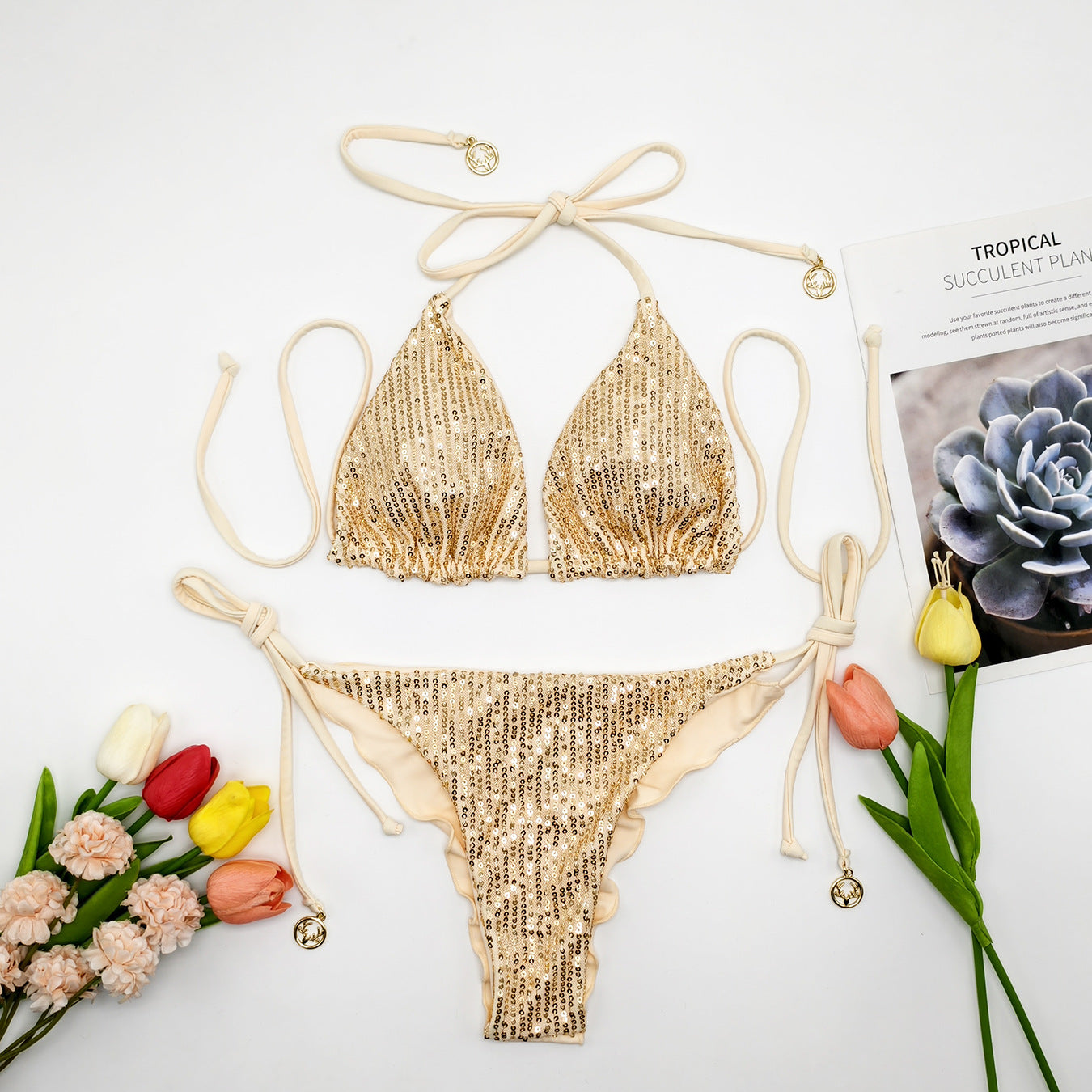 Briefs bikini pour femmes à paille brillant