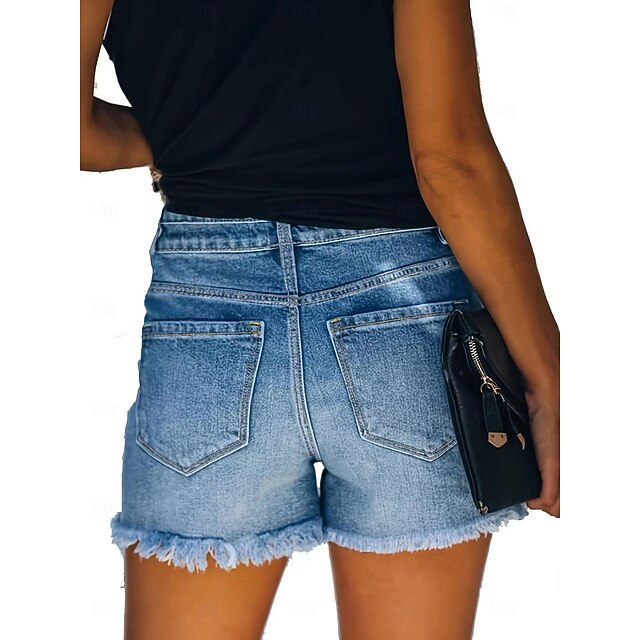 Shorts en denim polyvalents et élégants à bords bruts