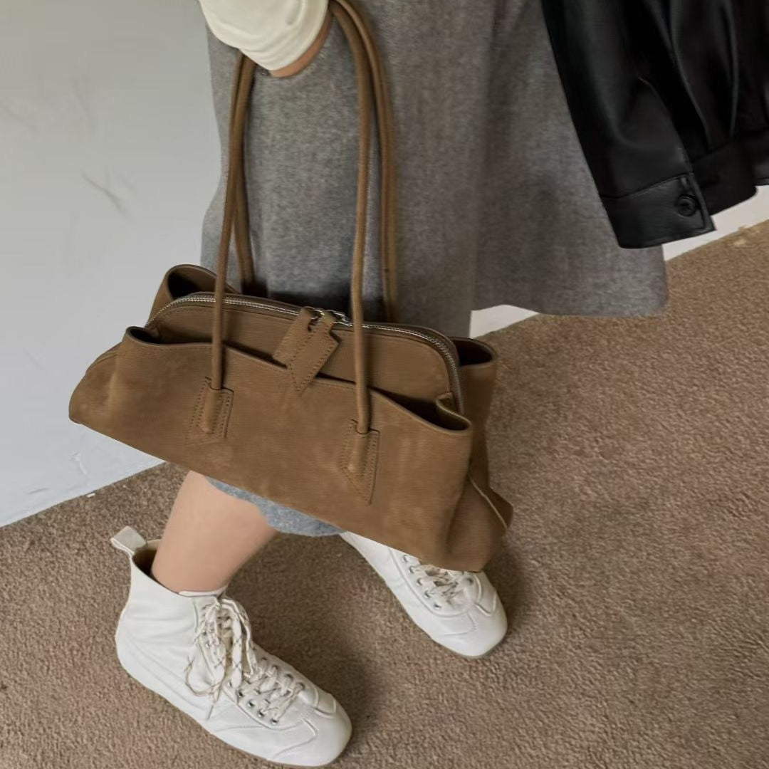 Winter Korean Style Niche First Layer Cowhide Leather Casual Commuter Bag for Women