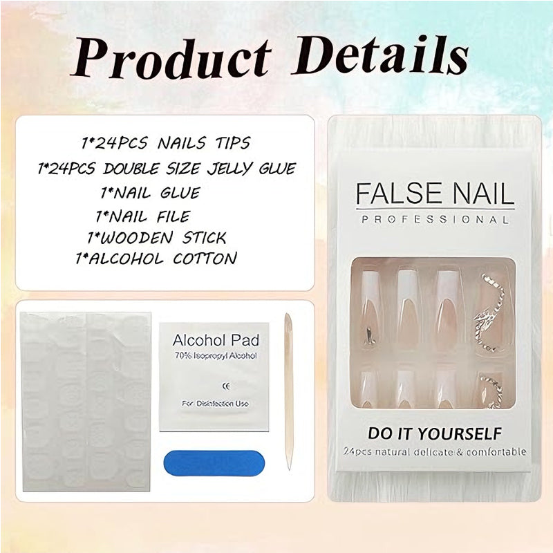 24 PCS Fleur Blanche Diamant Papillon Nail Art