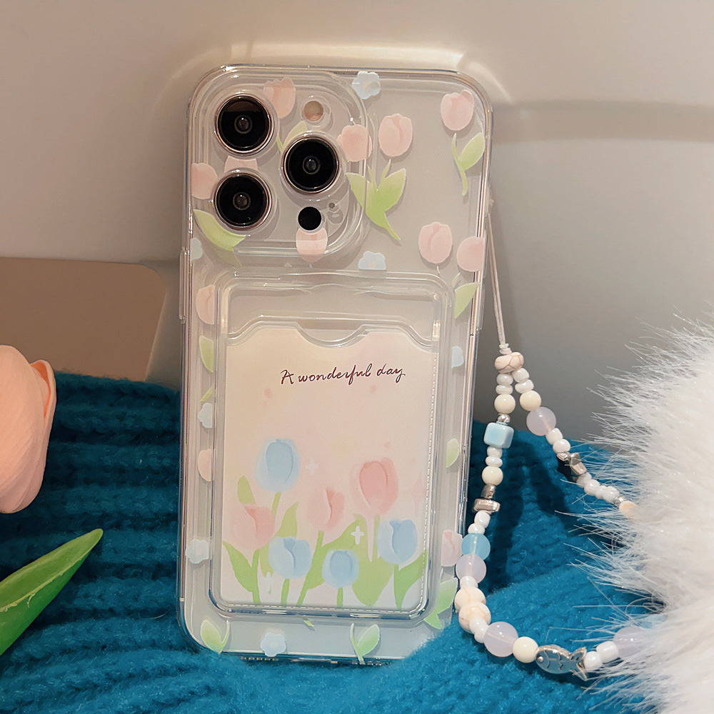 Porte-carte de fleurs Tulip Étui téléphonique transparent