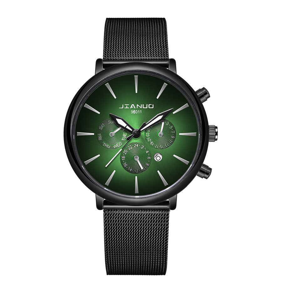 Hommes Mesh-band montre mode Quartz Montre avec calendrier adapté aux affaires Et