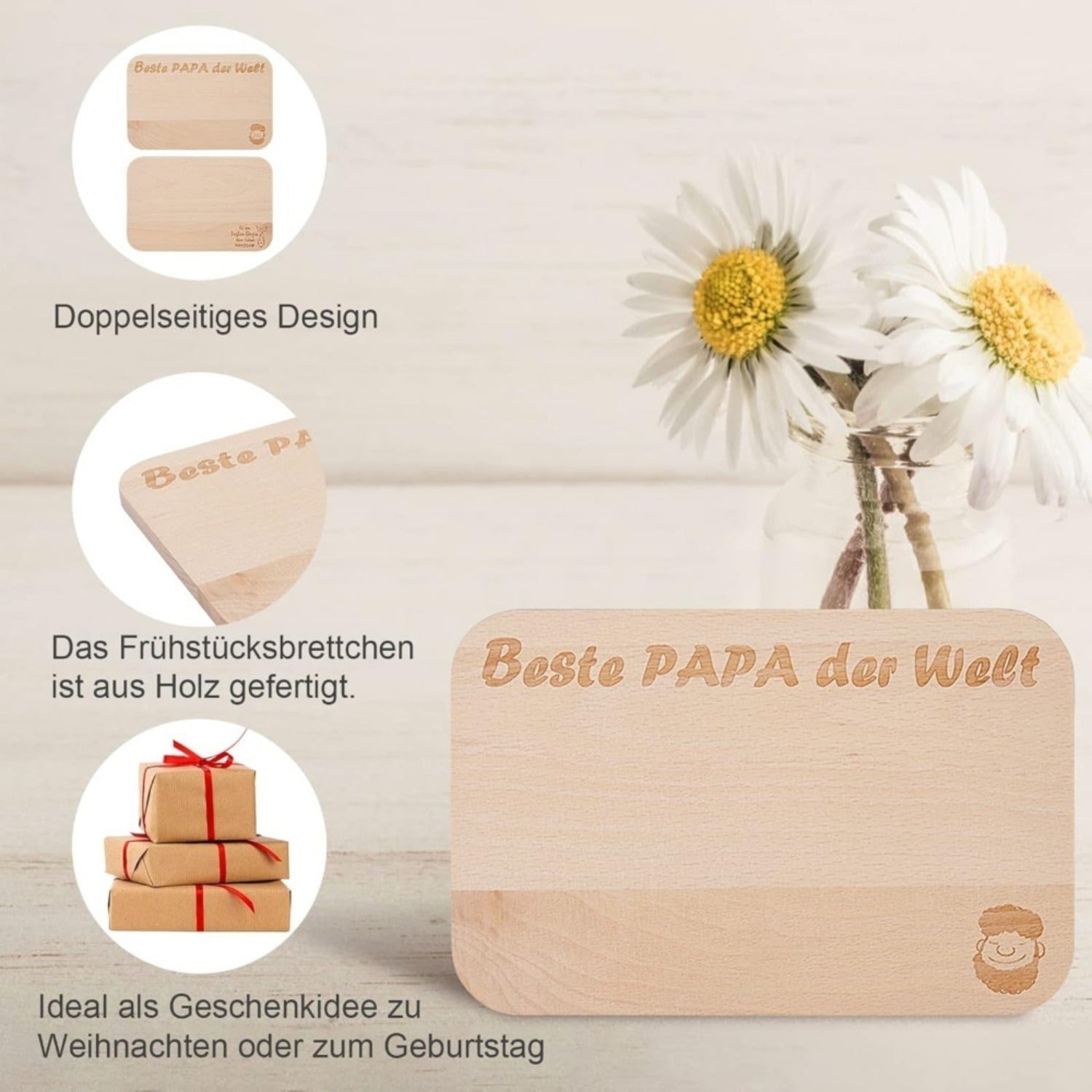 Cadeau papa Cadeau de Noël Cadeau papa Conseil de petit-déjeuner Meilleur papa Cadeaux Conseil de petit-déjeuner en bois