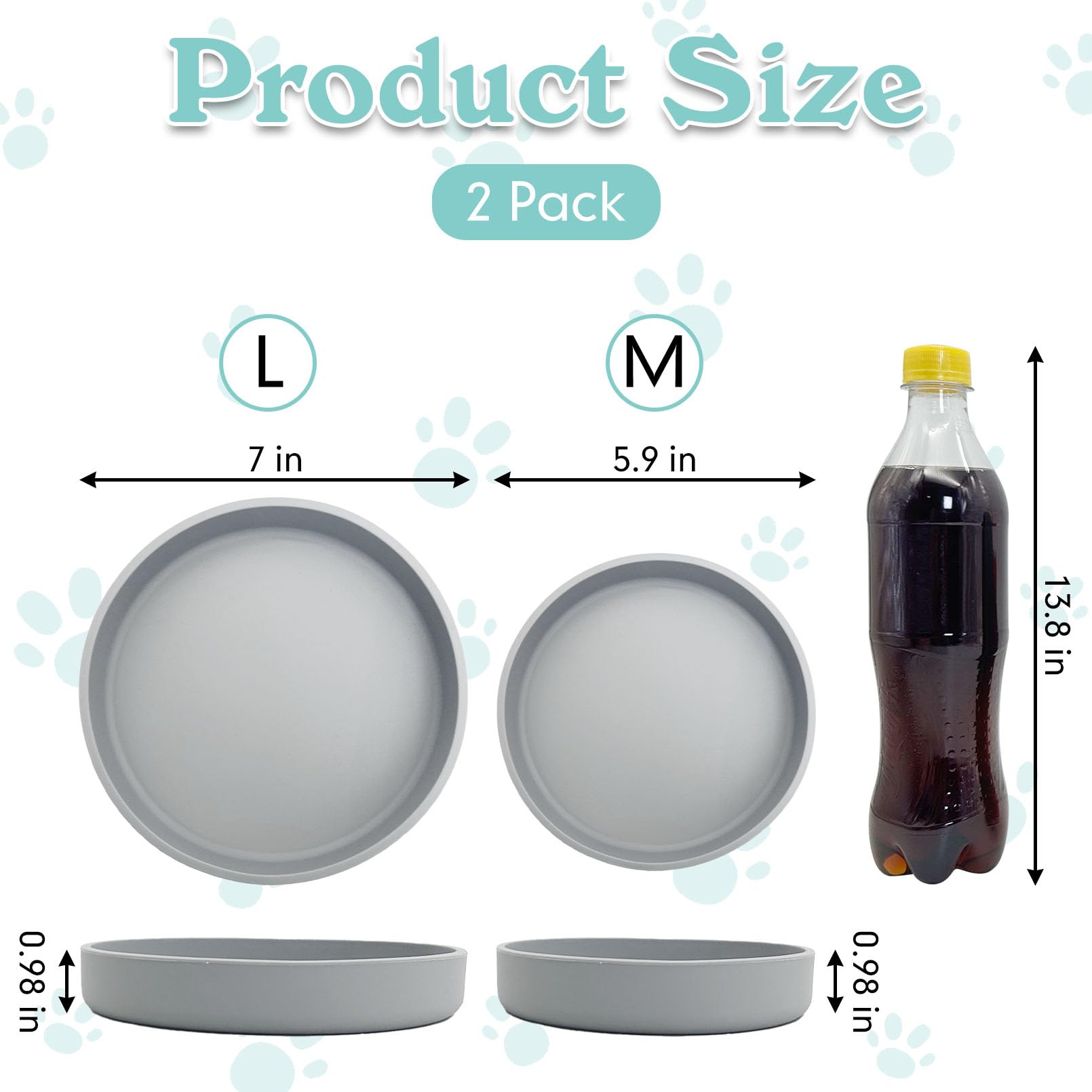 Silicone Cat Food Bowl Plats peu profonds Large Cats Bowls Kitty Plates Relief Whisker Fatigue