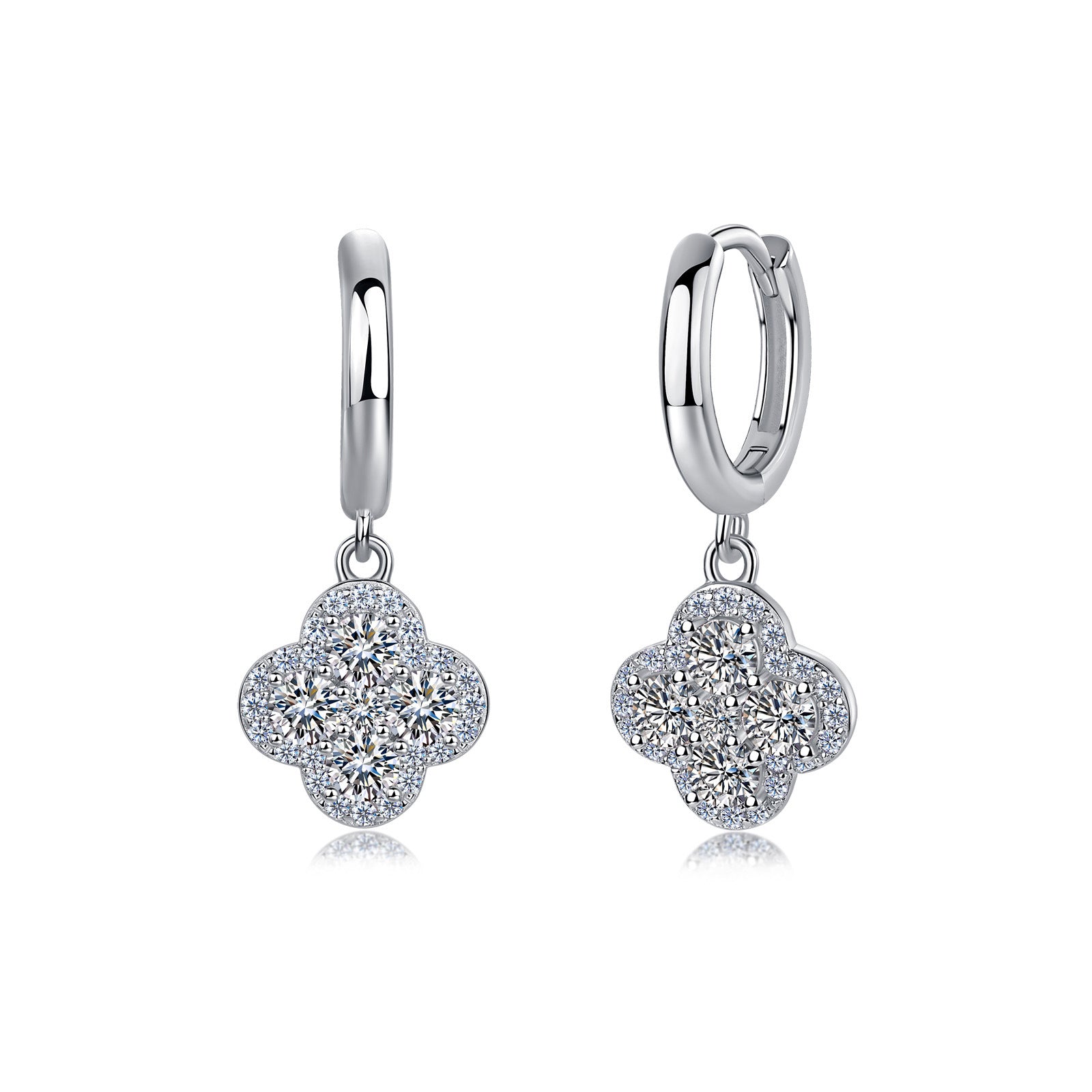 S925 Boucles d'oreilles de boucles de trèfle en argent sterling