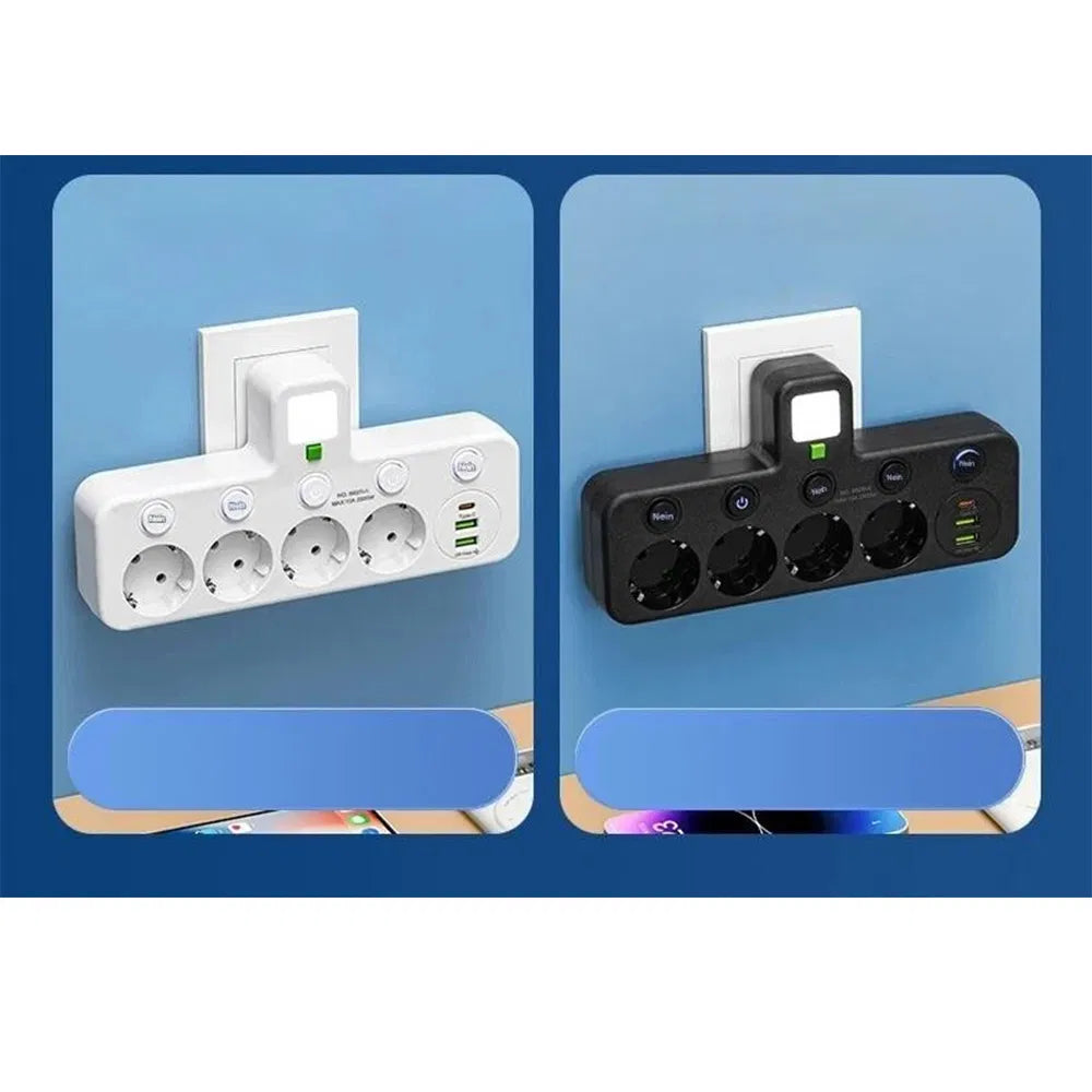 Adaptateur de prise de courant multi-plug 4-Way EU avec USB