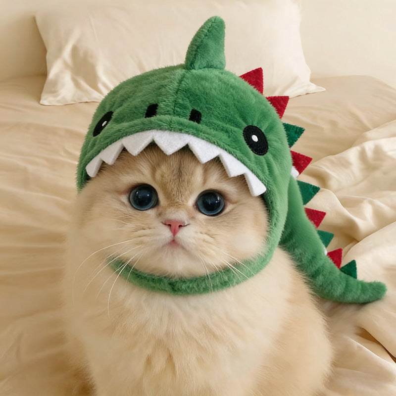 Chapeau chaud à capuche de chat dinosaure