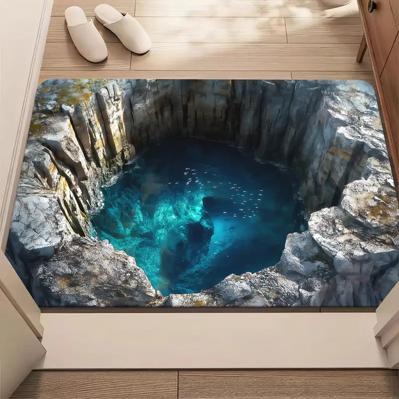 Effet visuel 3D Maison Ground Mat Salle de bain antidérapante