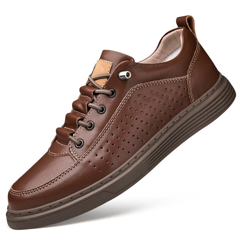 Hommes Plus Taille en cuir Skateboard Chaussures Retro Punching Souple Chaussures