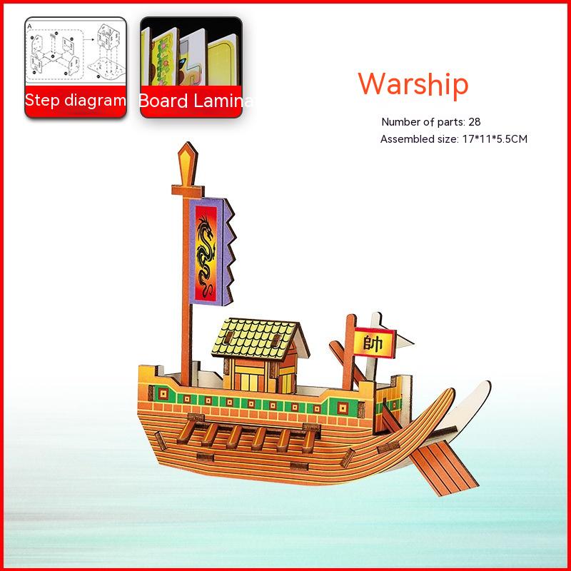Jouets décoratifs du modèle en bois Pirate Ship assemblé