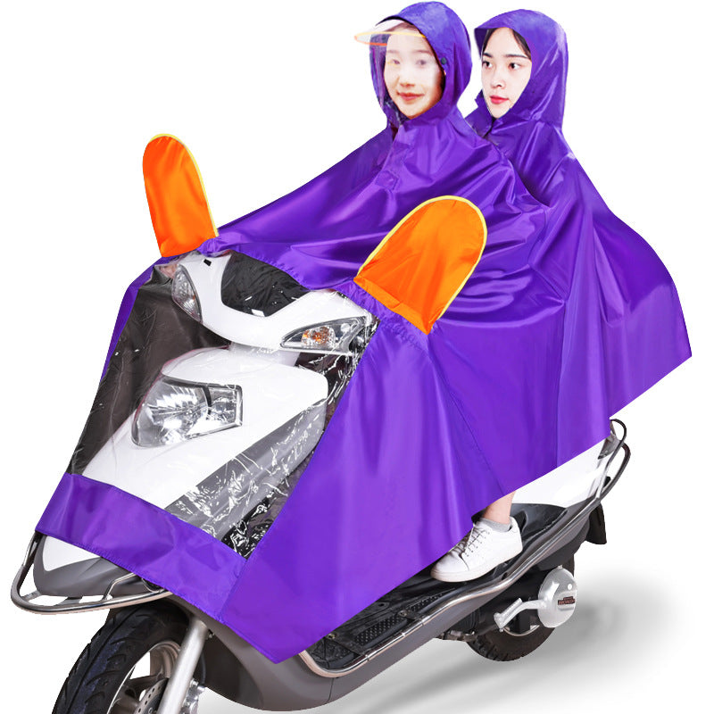 Double vélo électrique imperméable moto Poncho Double Big Brim Bike